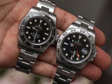 rolex explorer 2 vs submariner|rolex explorer ii size comparison.